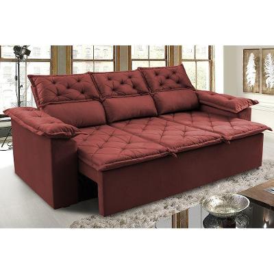 Sofá Top 200cm Retrátil E 3 Lugares Vermelho
