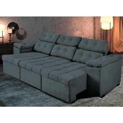 Sofá Itália 250cm Retrátil Reclinável Suede Cinza