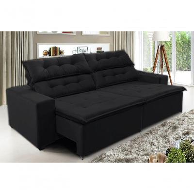 Sofá Concepit 200cm Retrátil Com Molas Preto
