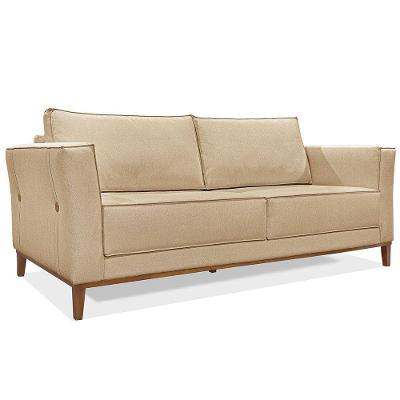 Sofá Living 2 Lugares 1,70M Dourado Pés Castanho