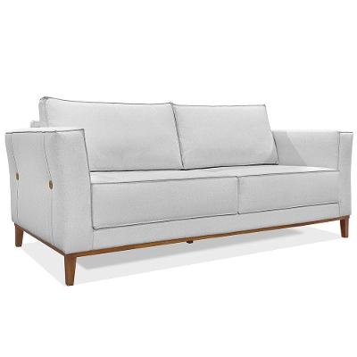 Sofá Living 2 Lugares 1,70M Vega Linho Pés Castanho Cinza