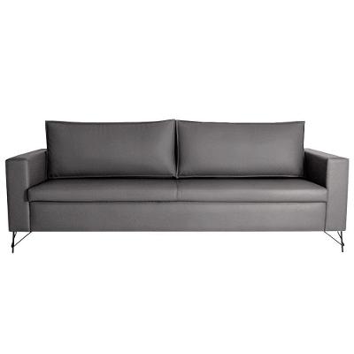 Sofá 2 Lugares 230 Cm Denmark Veludo Cinza Com Pés Preto