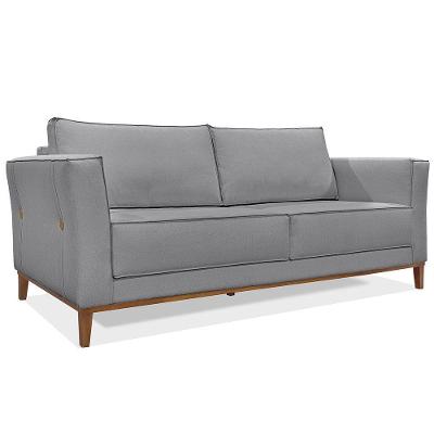 Sofá Living 2 Lugares 1,90M Vega Linho Pés Castanho Grafite