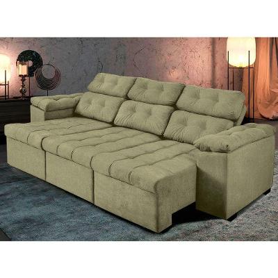 Sofá Itália 225cm Retrátil Reclinável Suede Castor