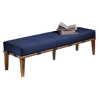 Recamier 160cm Martínez Veludo Pés Madeira Azul/mel