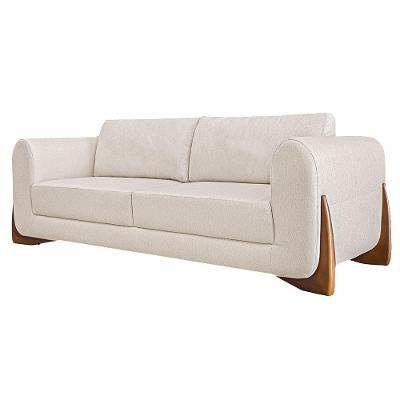 Sofá Decorativo 2 Lugares 160cm Pés Em Madeira Buzz Pérola