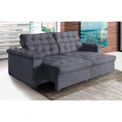 Sofá New Austrália 300cm Retratil Reclinavel Suede Cinza