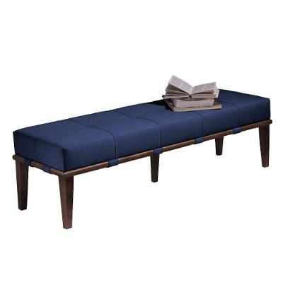 Recamier 160cm Martínez Veludo Pés Madeira Azul/imbúia