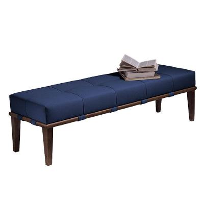 Recamier 140cm Martínez Veludo Pés Madeira Azul/imbúia