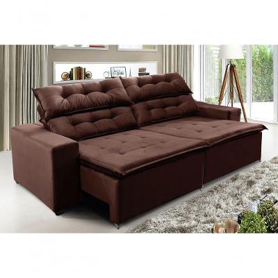 Sofá Concepit 220cm Retrátil Com Molas Marrom