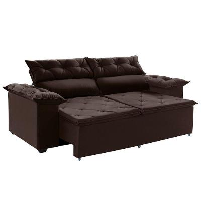 Sofá 150 Cm Com Molas Espirais Retrátil Marrom