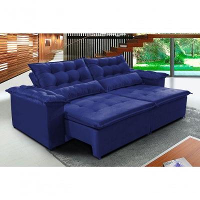 Sofá Top Veneza 200cm Retrátil Com Molas Azul - Ws