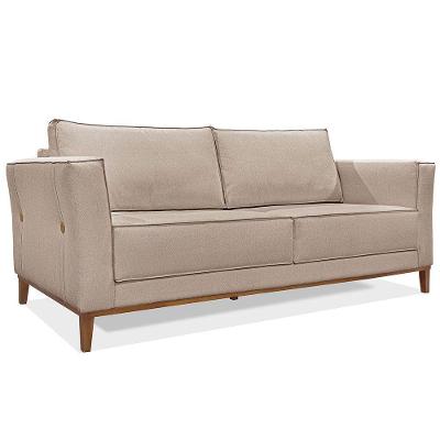 Sofá Living 2 Lugares 1,90M Vega Linho Pés Castanho Areia
