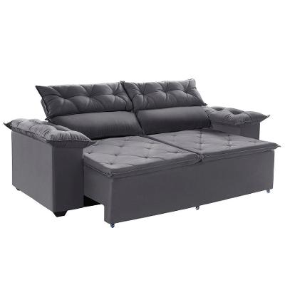 Sofá 150 Cm Cinza Molas Espirais Retrátil