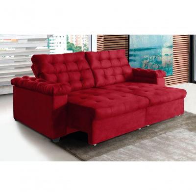 Sofá New Austrália 220cm Retratil Reclinavel Suede Vermelho