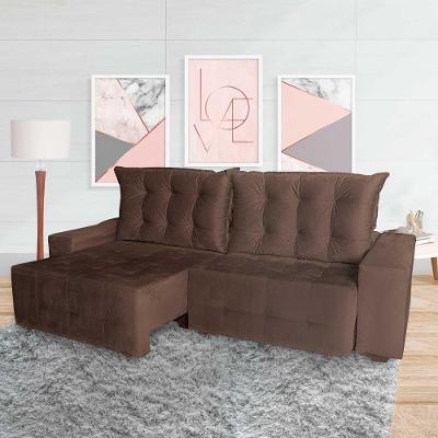Sofá Euro Retrátil Reclinável 210cm Veludo Light Café