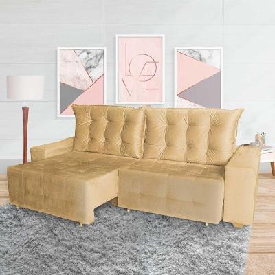 Sofá Euro Retrátil Reclinável 210cm Veludo Light Bege