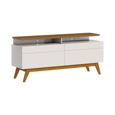 Rack Bancada 2 Gavetas Com Nicho 146cm Amy Off White/freijó