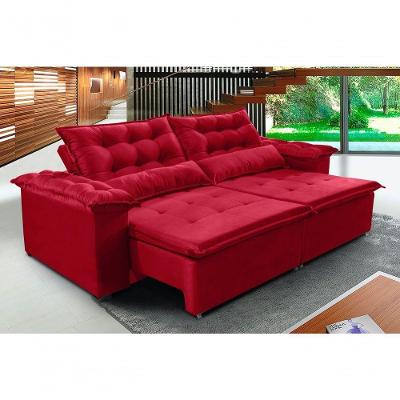 Sofá Top Veneza 200cm Retrátil Com Molas Vermelho - Ws