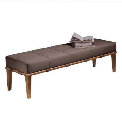 Recamier 140cm Martínez Linho Pés Madeira Marrom/natural