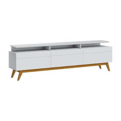 Rack Bancada 3 Gavetas Com Nicho 180cm Amy Branco Acetinado