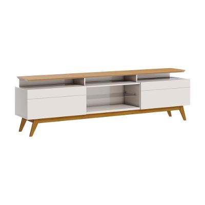 Rack Bancada 2 Gavetas Com Nicho 180cm Amy Off White/nature