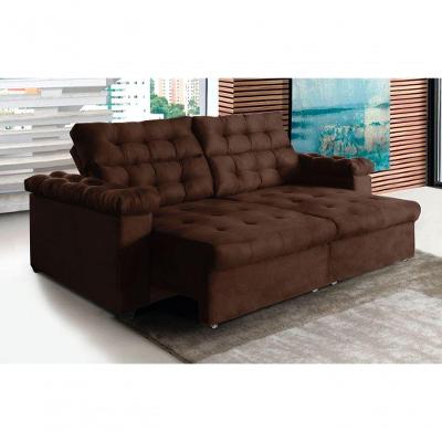 Sofá New Austrália 300cm Retratil Reclinavel Suede Marrom