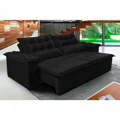 Sofá Top Veneza 200cm Retrátil E Reclinável Preto - Ws