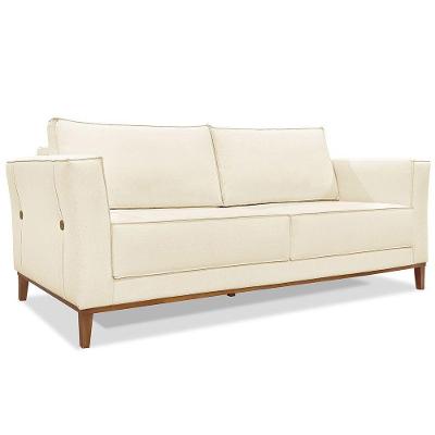 Sofá Living 2 Lugares 1,90M Vega Linho Pés Castanho Bege