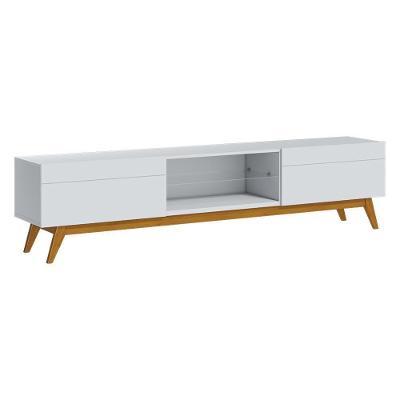 Rack Bancada 2 Gavetas 218cm Amy Branco Acetinado