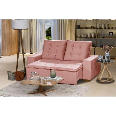 Sofá 3 Lugares 1.90 Mt Com Molas Retrátil E Reclinável Rose