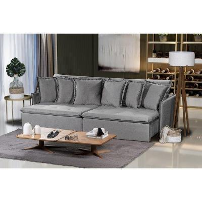Sofá 4 Lugares 2.30 Mt Com Molas Retrátil Reclinável Cinza