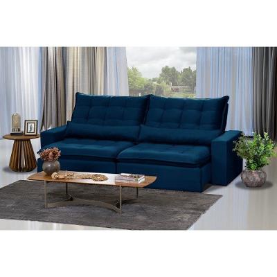 Sofá 5 Lugares 2.50 Mt Retrátil E Reclinável Sofatec Azul