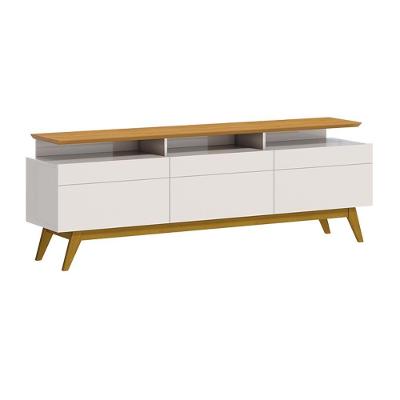 Rack Bancada 3 Gavetas Com Nicho 180cm Amy Off White/nature