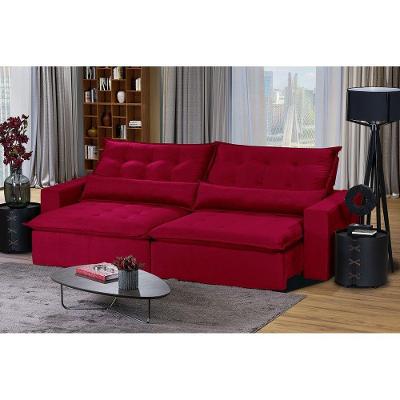 Sofá 6 Lugares Com Molas Retrátil E Reclinável Vermelho