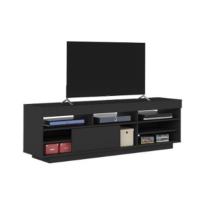 Rack Preto Para Tv Até 47" Pés Prateleira E Nichos