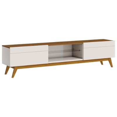 Rack Bancada 2 Gavetas 218cm Amy Off White/freijó