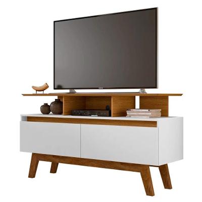 Rack Bancada Para Tv Até 50" 2 Portas 1.2 Cinamomo/branco