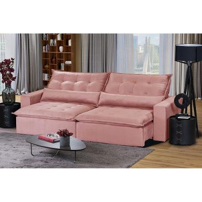 Sofá 5 Lugares 2,50 Mt Com Molas Retrátil E Reclinável Rose