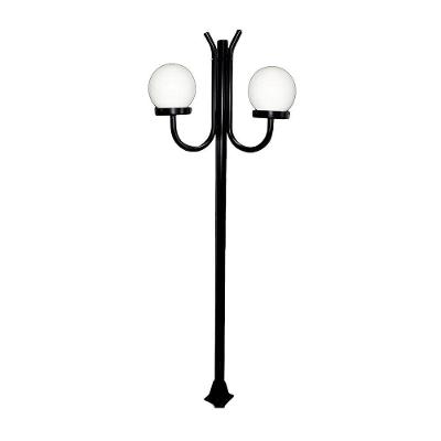 Poste Luminária Globo G Duplo Braço Cima Preto 200cm