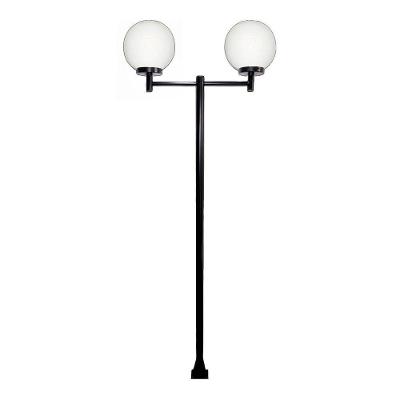 Poste Luminária Dupla Globo G Braço Reto Preto 200cm