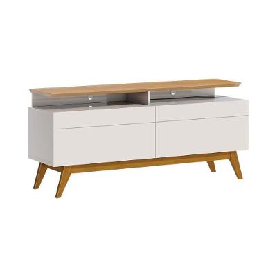Rack Bancada 2 Gavetas Com Nicho 146cm Amy Off White/nature