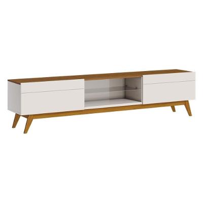 Rack Bancada 2 Gavetas 180cm Amy Off White/freijó