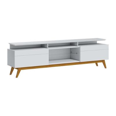Rack Bancada 2 Gavetas Com Nicho 218cm Amy Branco Acetinado