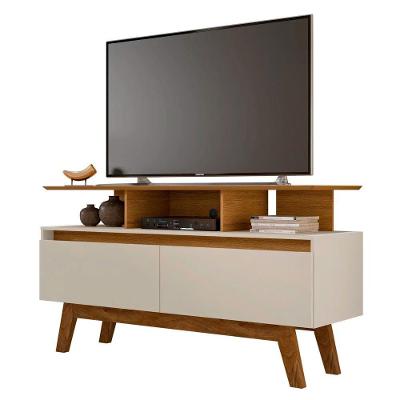 Rack Bancada Para Tv Até 50" 2 Portas Cinamomo/off White