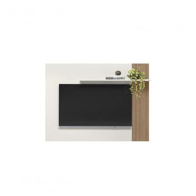 Painel Suspenso Para Tv 1,20X90 Cm Off White/Ripado Madeira