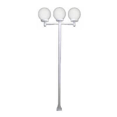 Poste Luminária Triplo Globo P Braço Reto Jardim Branco 3Mt