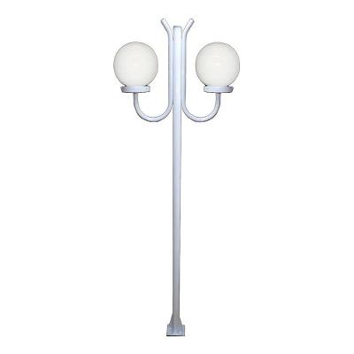 Poste Luminária Globo G Duplo Braço Curvo Cima Branco 200Cm