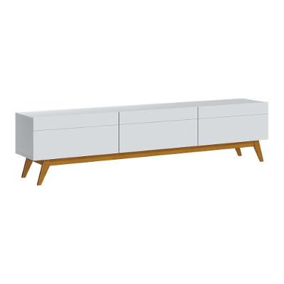 Rack Bancada 3 Gavetas 180cm Amy Branco Acetinado