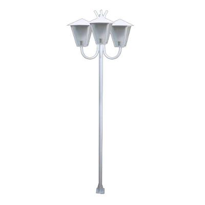 Poste Braço Luminária Romana Tripla Branco 2mt